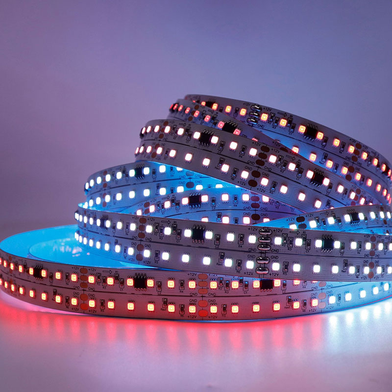 Double Row Foldable WS2811 Addressable RGB LED Strip Lights For 360° Round Neon Tube